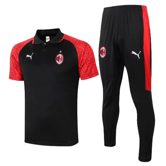 Polo Milan Conjunto Completo 2020/21 Negro Rojo